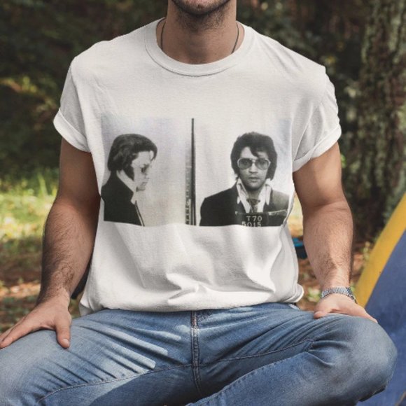 Elvis Mugshot T-Shirt Elvis Shirt 1970 mugshot of Elvis Presley - Picture 1 of 1
